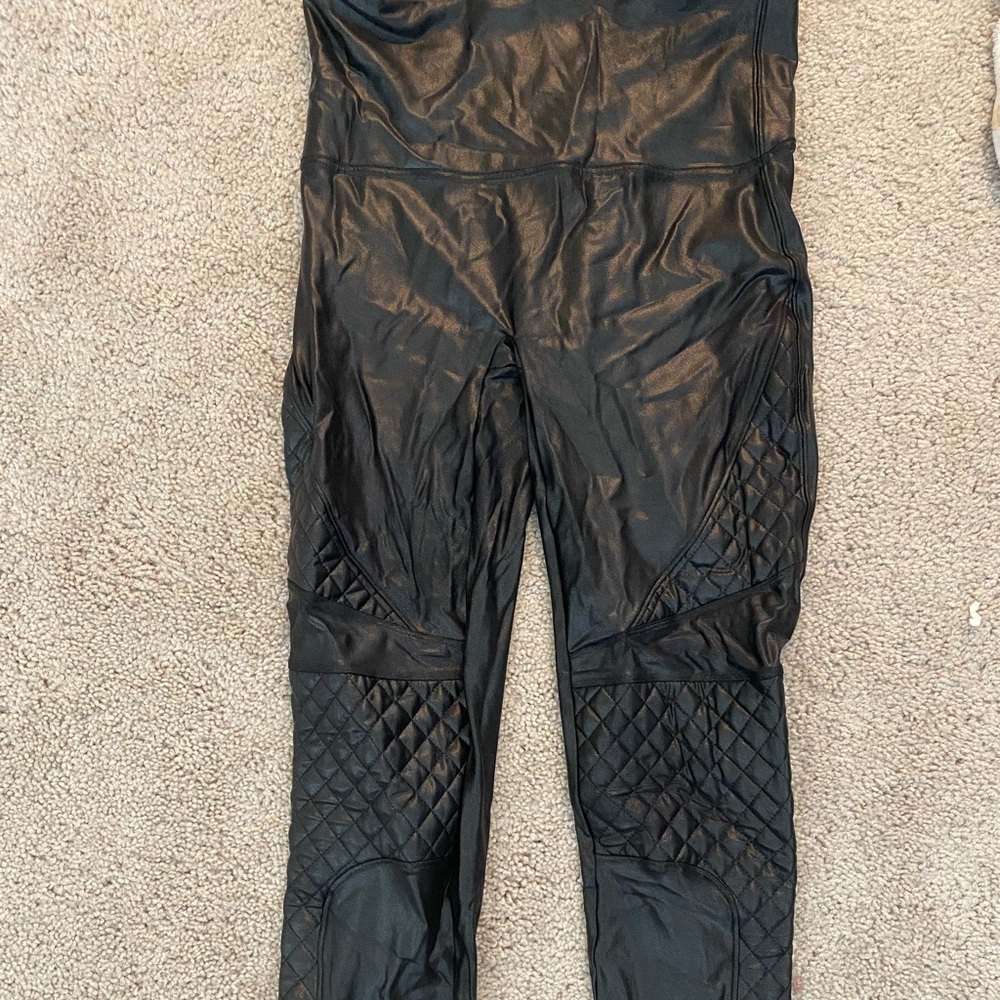 SPANX Faux Leather Motto Leggings